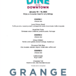 Grange restaurant menu